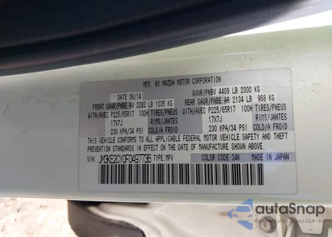 2015 Mazda Cx-5 Touring z USA, uszkodzony, nr VIN JM3KE2CY0F0497736